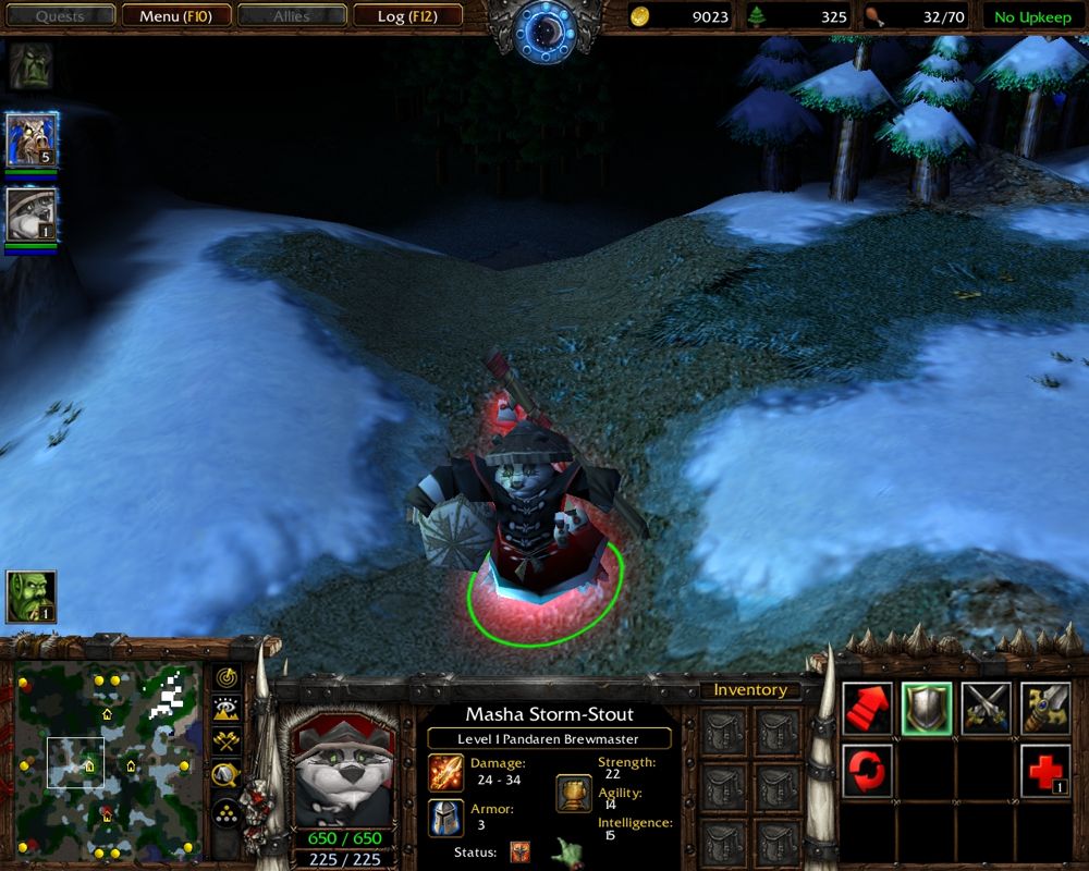 WarCraft III: The Frozen Throne (Windows) screenshot: The almighty Pandaren Brewmaster, named Masha Storm-Stout.