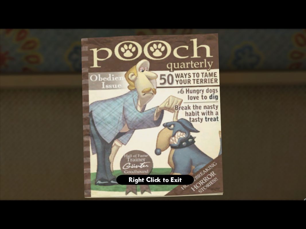 Wallace & Gromit in Muzzled! (Windows) screenshot: Pooch - THE must-have magazine for dog owners.