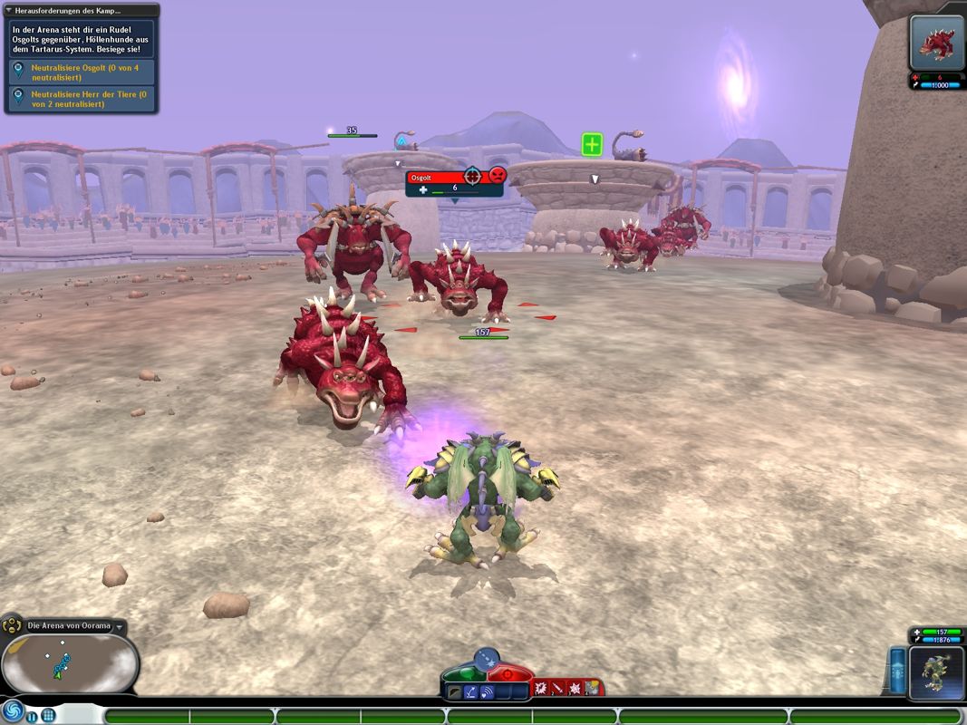 Spore: Galactic Adventures (Windows) screenshot: Holding my own in an arena battle.