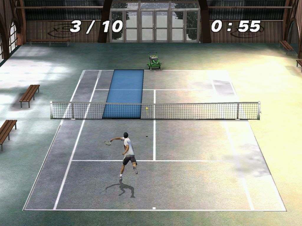 Top Spin (Windows) screenshot: A miracle is happening on the side of the court, but Ivo has to concentrate on his forehand!