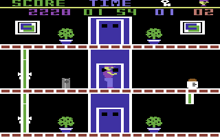 The Heist (Commodore 64) screenshot: Use the elevator to get from floor to floor