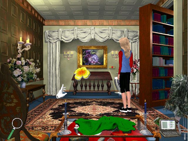 Detective Barbie 2: The Vacation Mystery (Windows) screenshot: Exploring the secret room; finding a piece of the painting