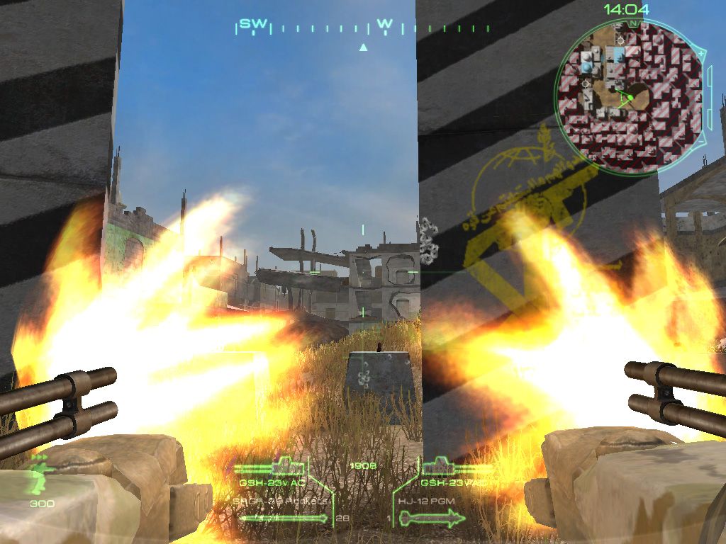 Rising Eagle: Futuristic Infantry Warfare (Windows) screenshot: ABE (advanced combat engineer) firing the two main weapons at once