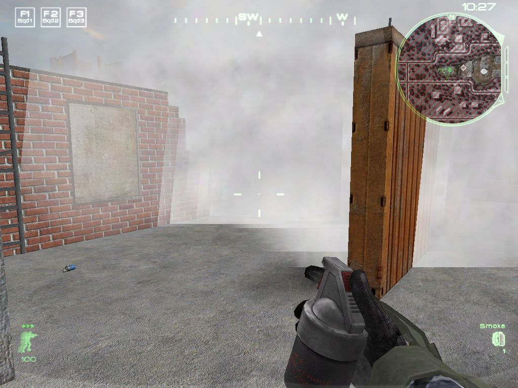 Rising Eagle: Futuristic Infantry Warfare (Windows) screenshot: Using smoke grenades
