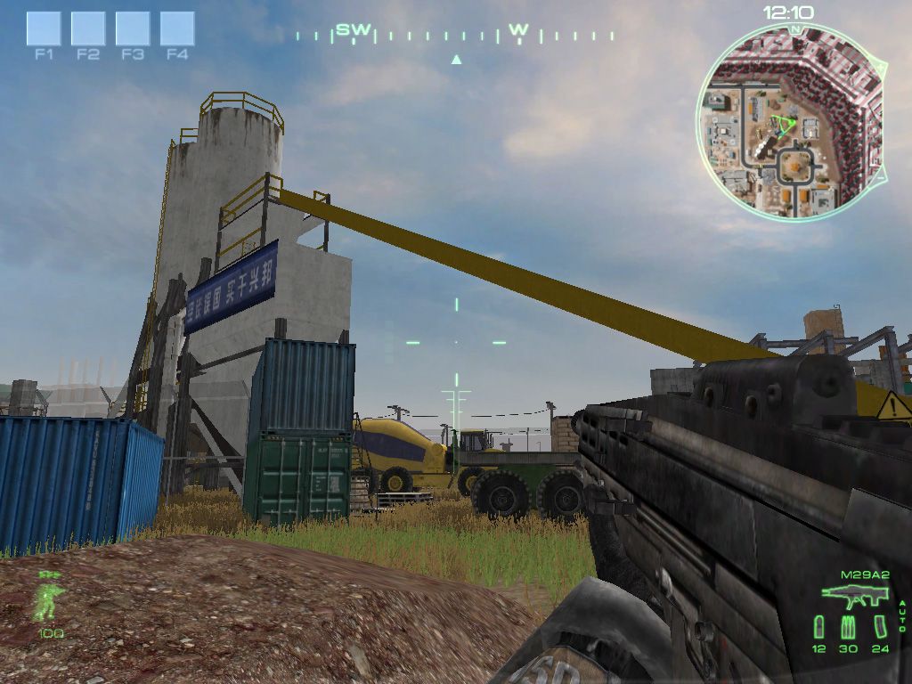 Rising Eagle: Futuristic Infantry Warfare (Windows) screenshot: You can go to the top of the silos using the belt