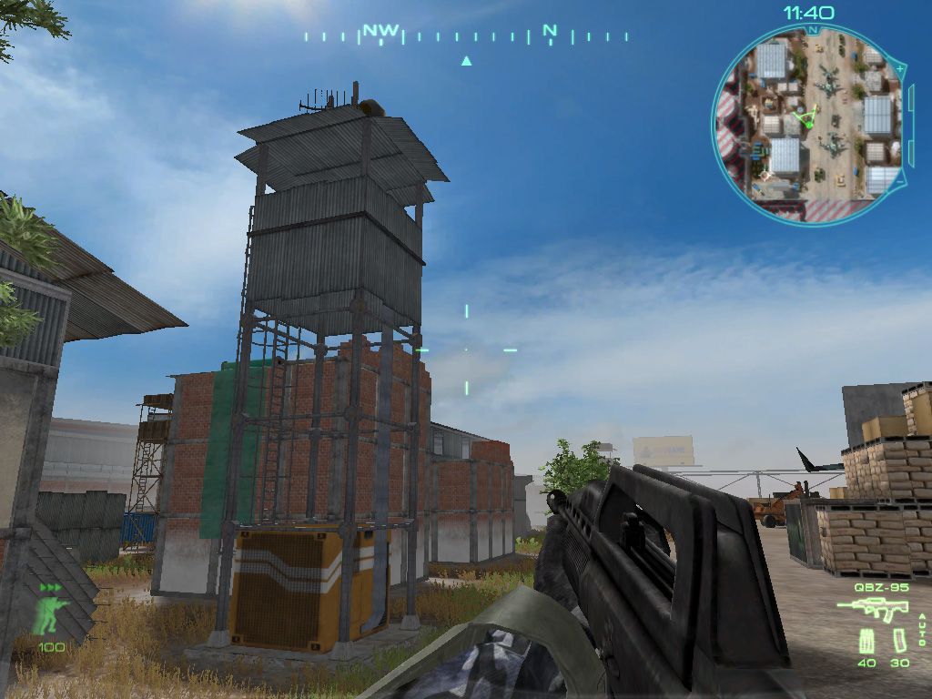Rising Eagle: Futuristic Infantry Warfare (Windows) screenshot: One of the towers you can use to climb for better battle view