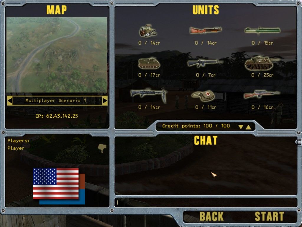 Platoon (Windows) screenshot: Create network game panel