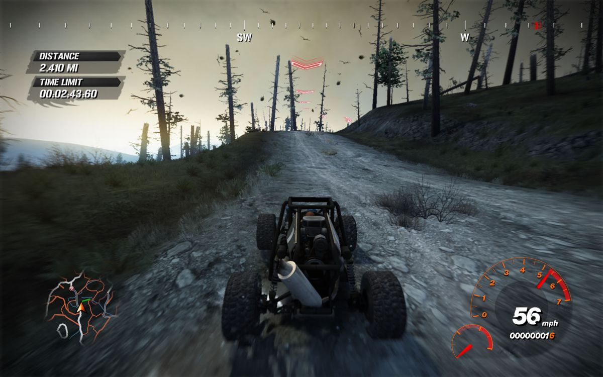 Fuel (Windows) screenshot: A fairly weak vehicle making its way uphill.