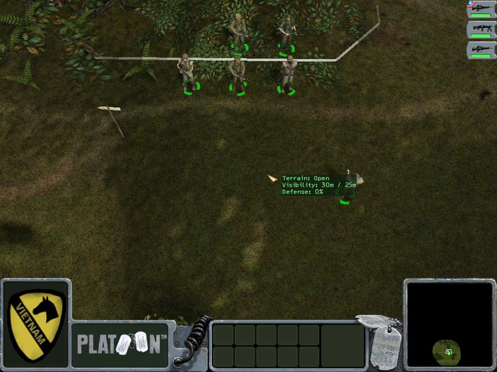 Platoon (Windows) screenshot: My first mission as a leader - clear the area of VC.