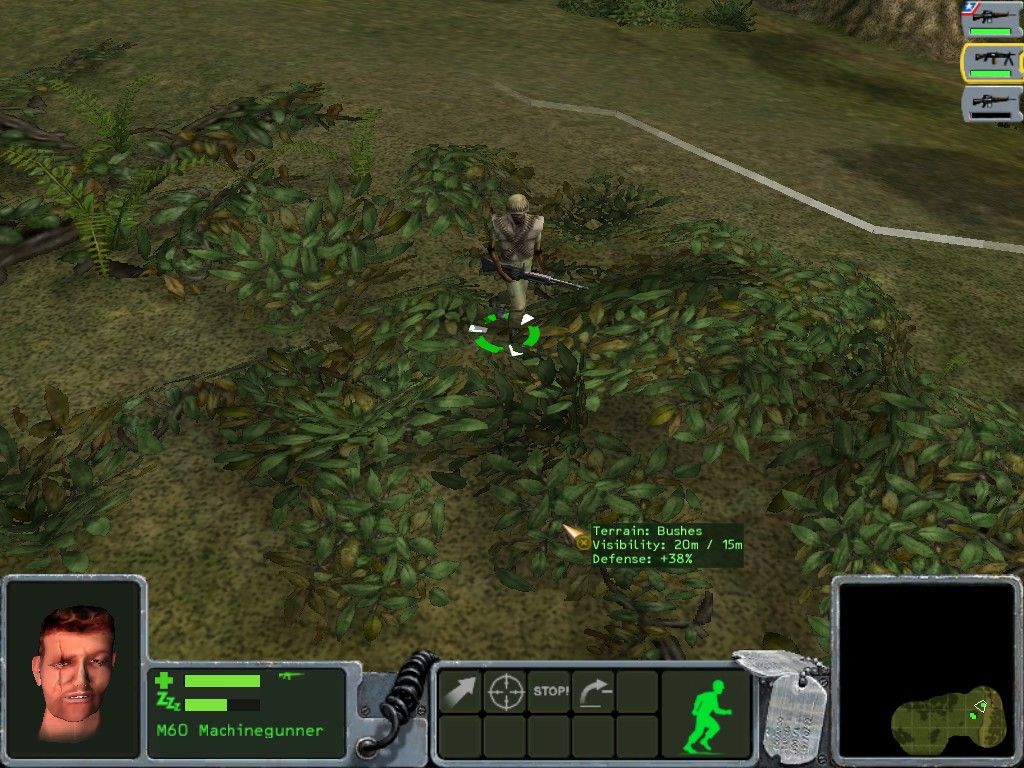 Platoon (Windows) screenshot: The Machine gunner moves slower that the other members of the squad.