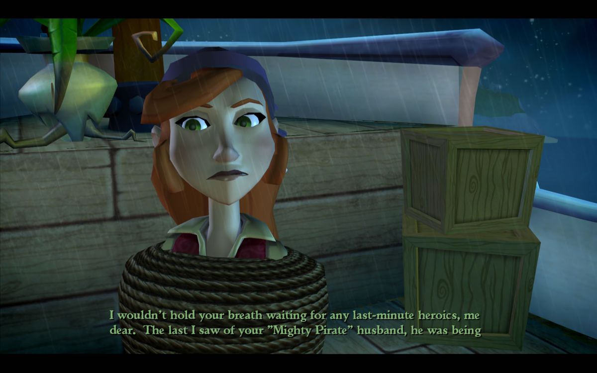 Tales of Monkey Island: Chapter 1 - Launch of the Screaming Narwhal (Windows) screenshot: Guybrush once again manages to "lose" Elaine to his rival.