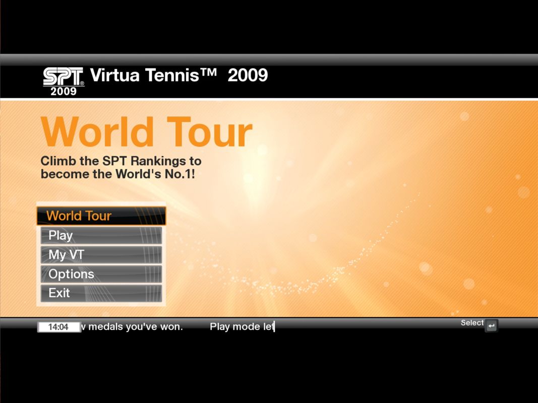 Virtua Tennis 2009 (Windows) screenshot: Main Menu