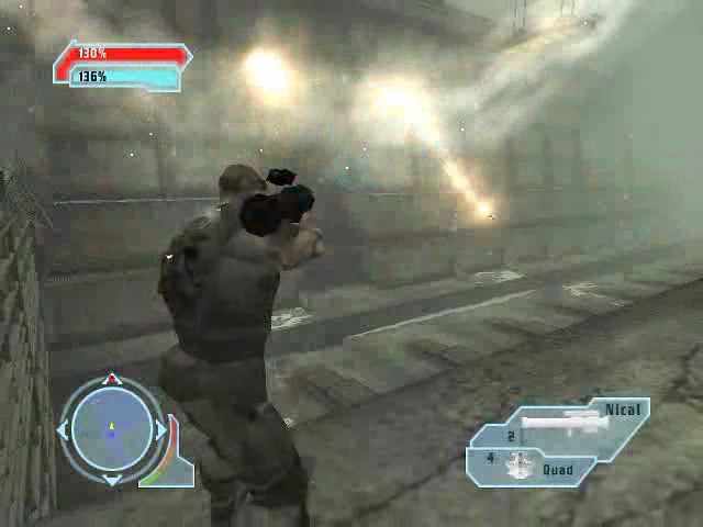 Special Forces: Nemesis Strike (PlayStation 2) screenshot: Raptor firing a heat signature missile.