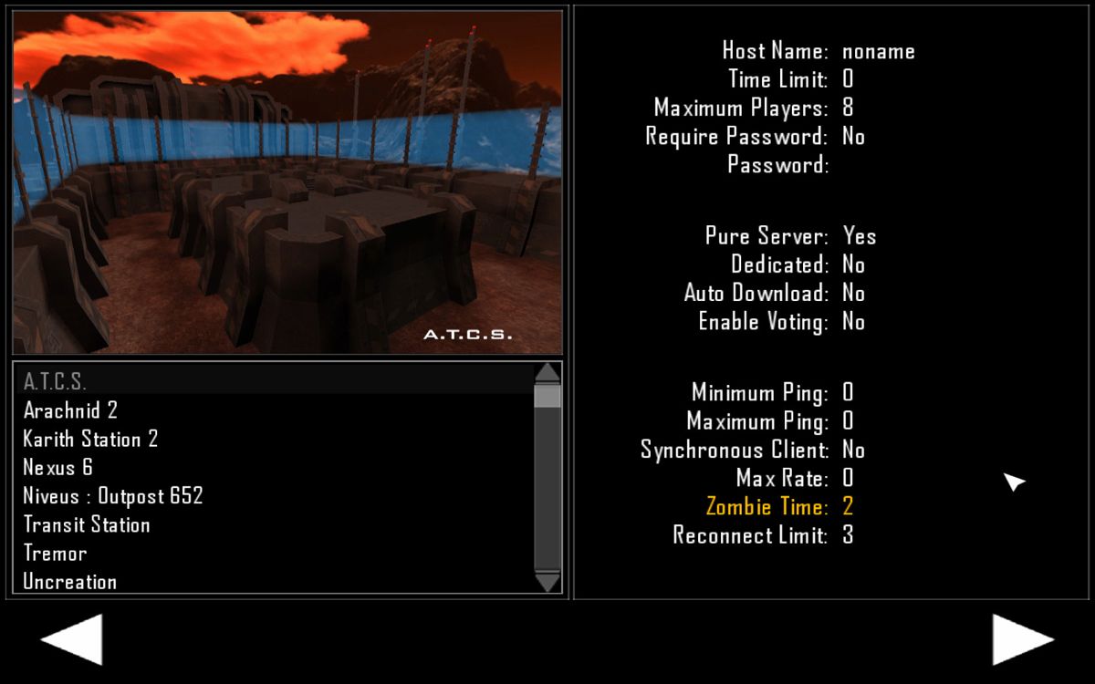 Tremulous (Windows) screenshot: Creating a local server.