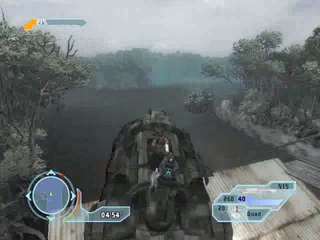 Special Forces: Nemesis Strike (PlayStation 2) screenshot: The hovercraft can trespass some tricky obstacles.