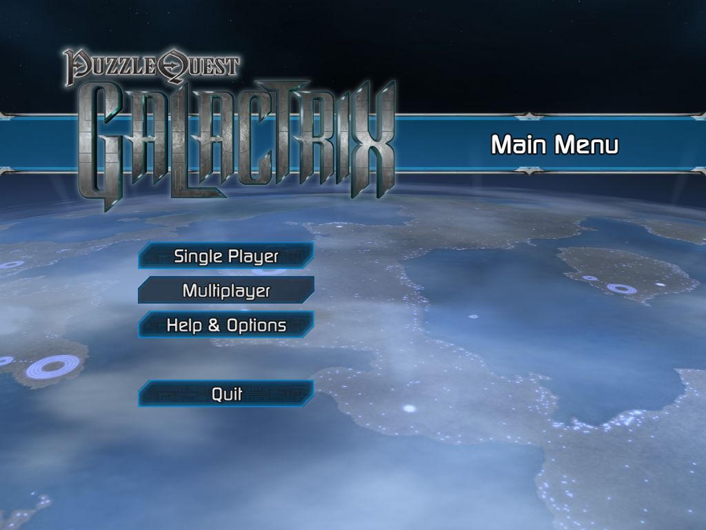 Puzzle Quest: Galactrix (Windows) screenshot: Main Menu (English version)