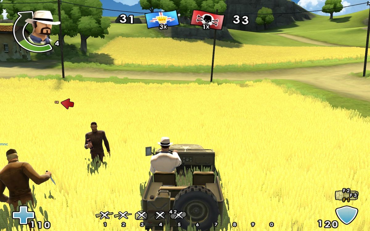 Battlefield: Heroes (Browser) screenshot: Trying to run over an enemy who uses dynamite to blow me to pieces.