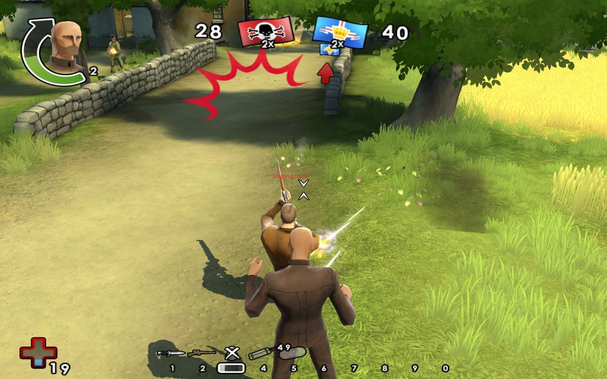 Battlefield: Heroes (Browser) screenshot: Trying to backstab an enemy.