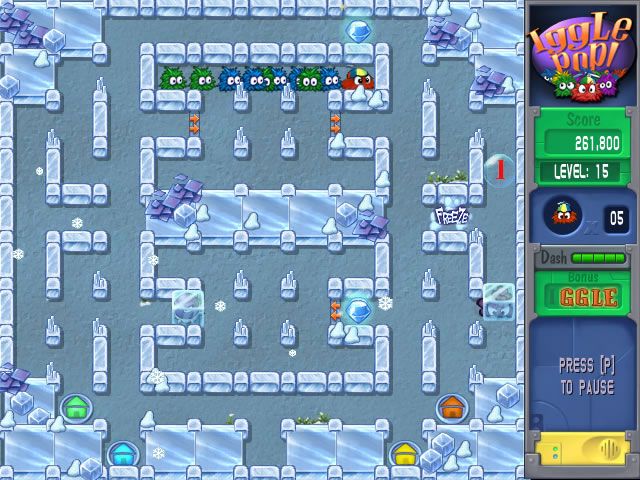 Iggle Pop! (Windows) screenshot: My enemies have been frozen using a power-up.