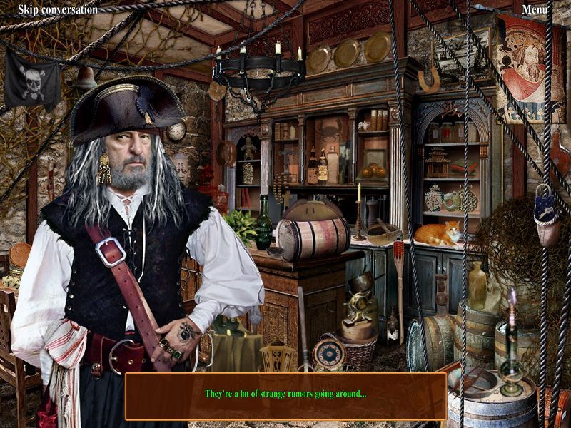Pirateville (Windows) screenshot: Talking to a strange guy.