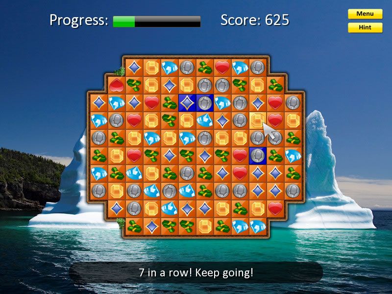 Jewel Twist (Windows) screenshot: A simple level with a small amount of blue tiles.