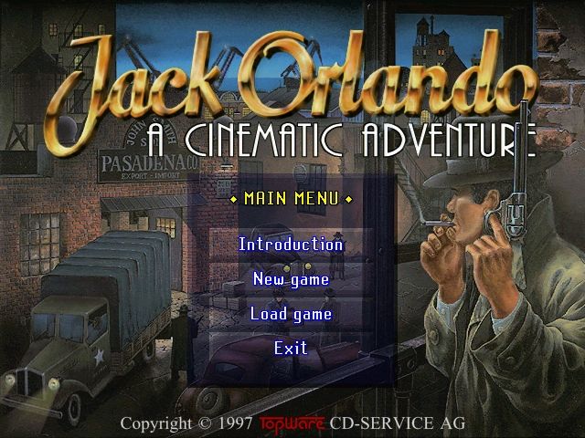 Jack Orlando: A Cinematic Adventure (DOS) screenshot: Title & Menu