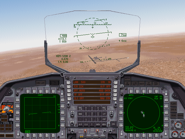 Jane's Combat Simulations: F-15 (Windows) screenshot: A couple of minutes after the take-off.