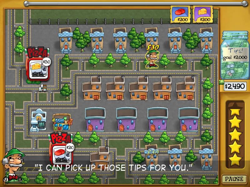 Pizza Frenzy (Windows) screenshot: The banker can collect your tips.