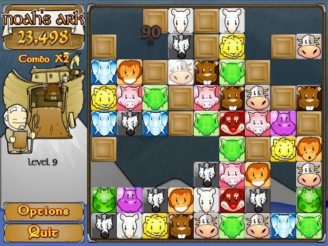 Noah's Ark Deluxe (Windows) screenshot: Later levels become more difficult (Action mode).