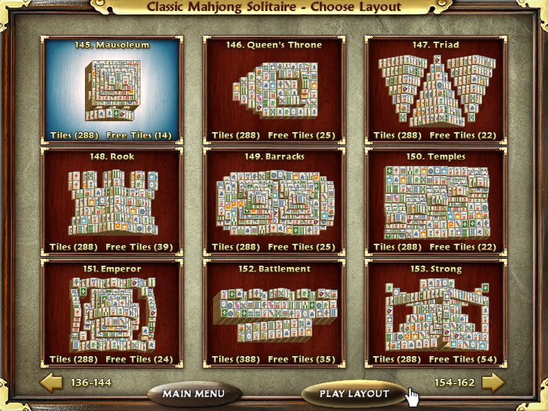 Mahjong Escape: Ancient Japan (Windows) screenshot: Level selection in the Classic mode