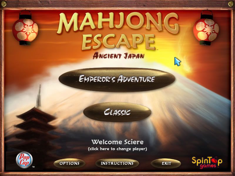 Mahjong Escape: Ancient Japan (Windows) screenshot: Main Menu with the Game Mode selection