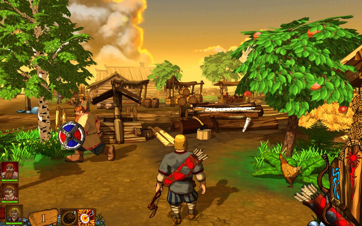 Fairy Tales: Three Heroes (Windows) screenshot: Alesha watches the enemies approach.
