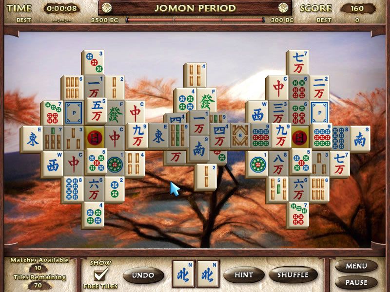 Mahjong Escape: Ancient Japan (Windows) screenshot: Playing a simple board.