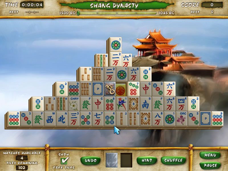 Mahjong Escape: Ancient China (Windows) screenshot: Unlocking a tile with my key.