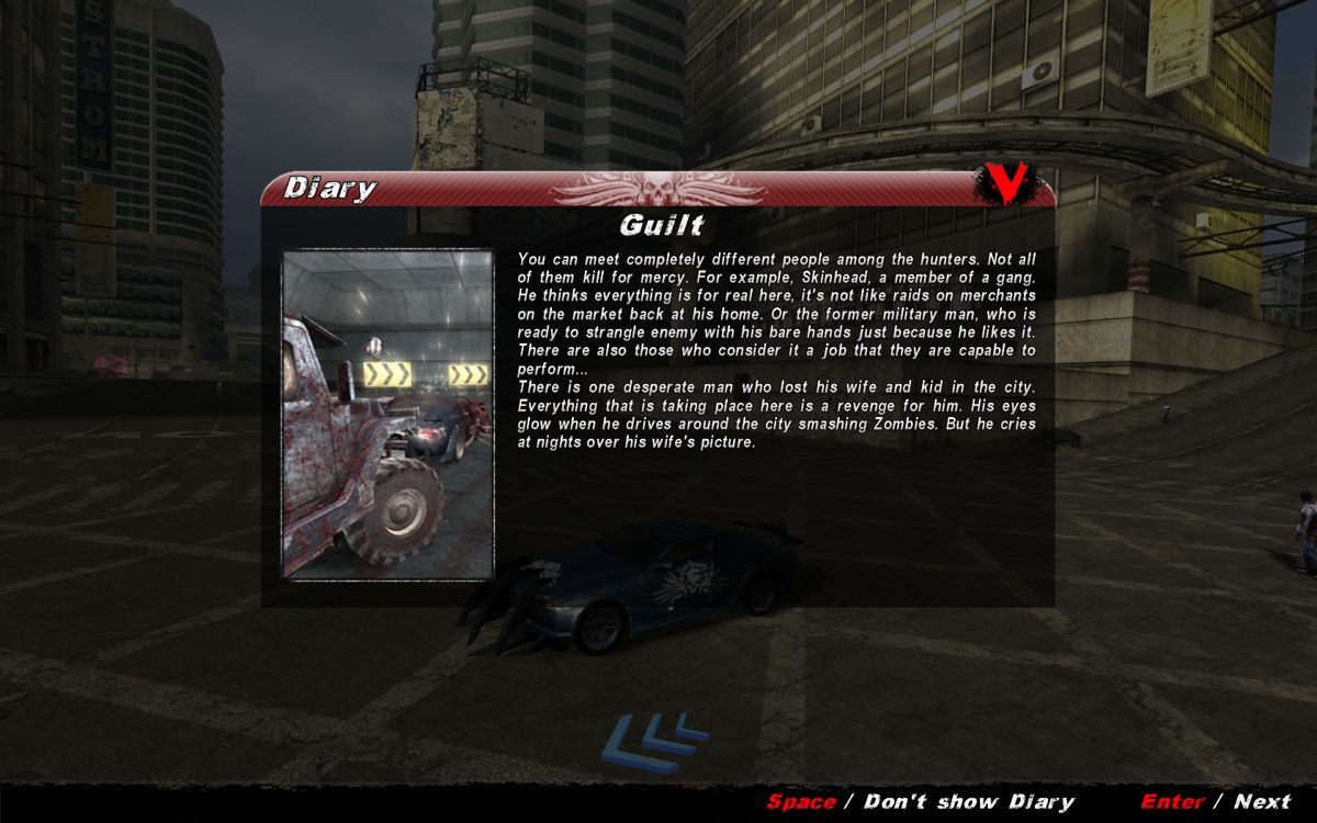 Clutch (Windows) screenshot: A part of the protagonist's diary