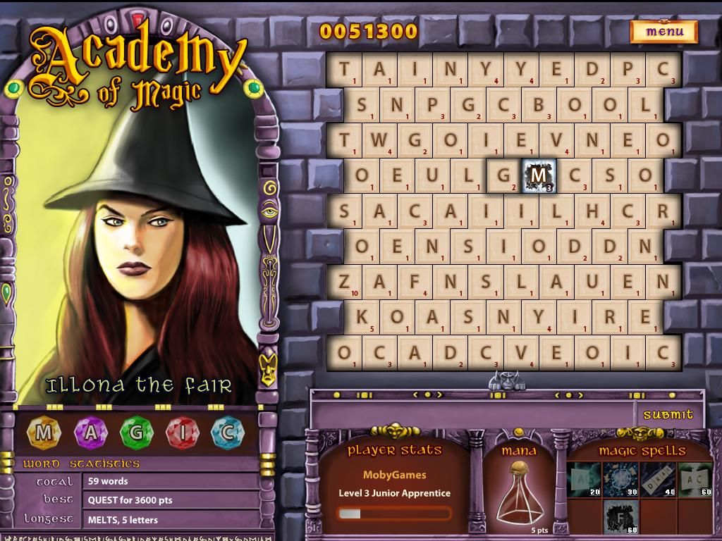 Academy of Magic: Word Spells (Windows) screenshot: I cast a spell to freeze the black tile.