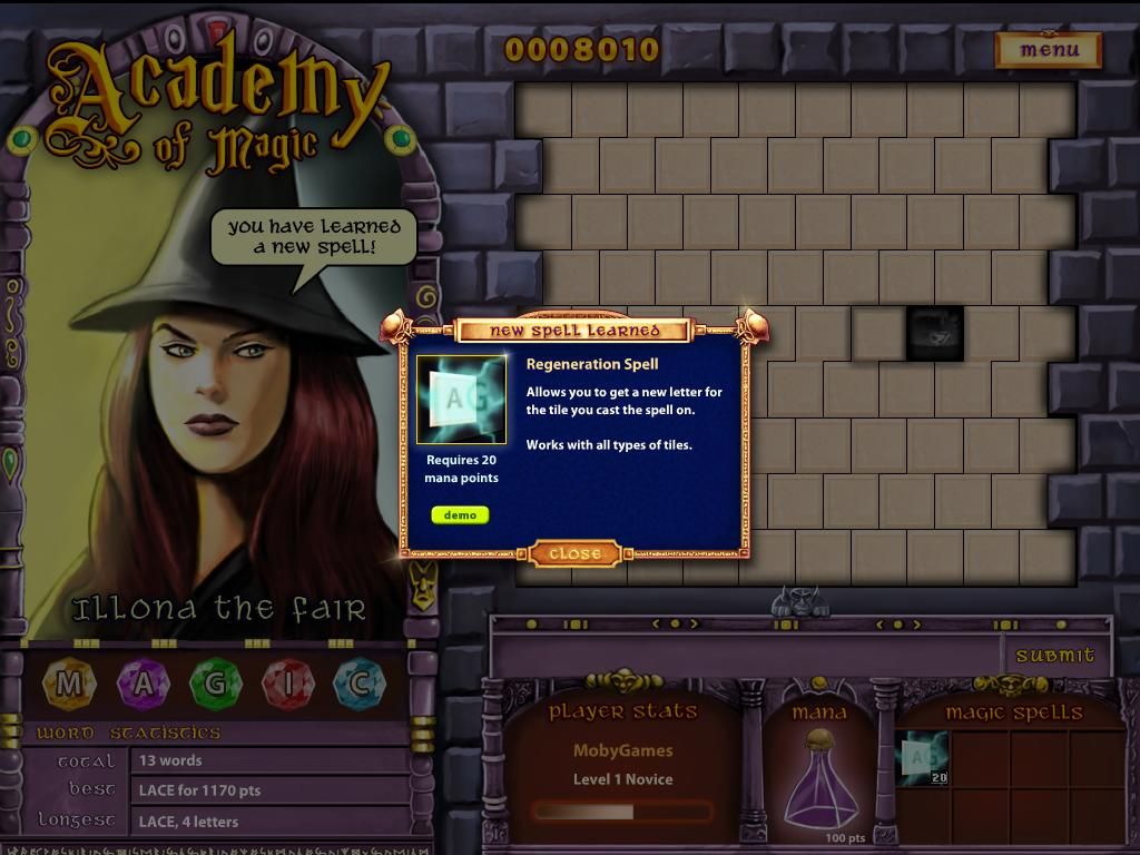 Academy of Magic: Word Spells (Windows) screenshot: I have learned a new spell.