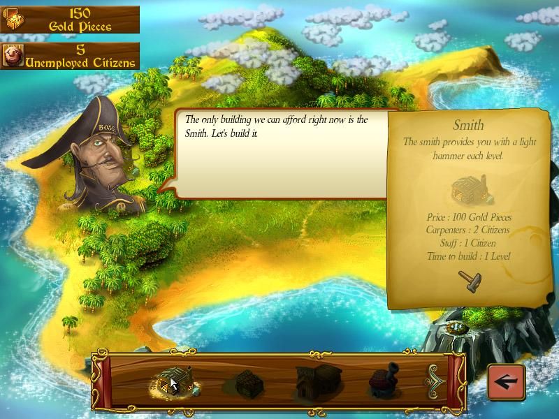 Caribbean Hideaway (Windows) screenshot: We be building a smithy.