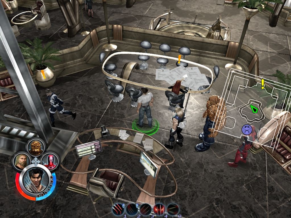 Marvel Ultimate Alliance (Windows) screenshot: Stark Tower serves as a hub