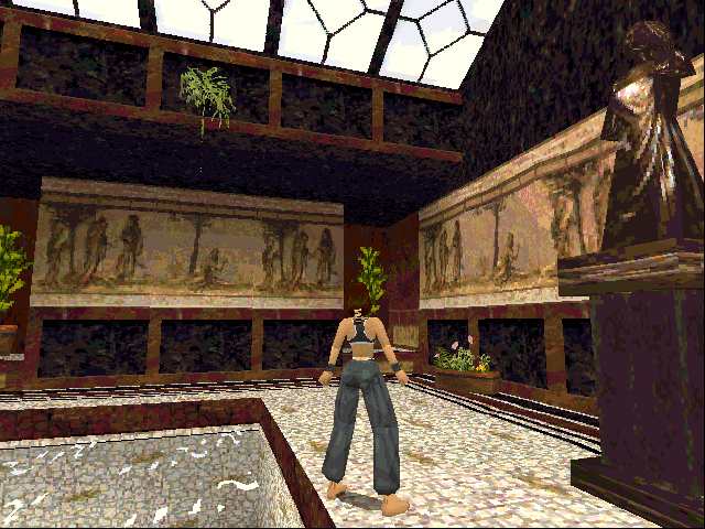 Tomb Raider (DOS) screenshot: A sculpture in the pool room