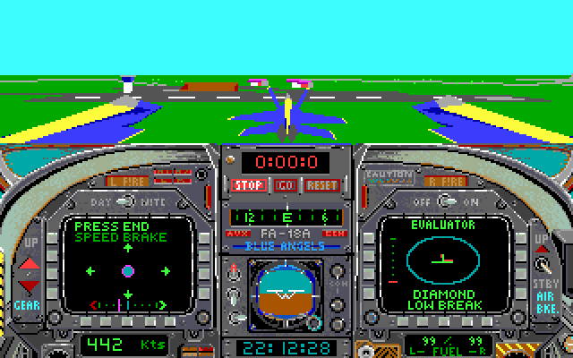 Blue Angels: Formation Flight Simulation (DOS) screenshot: practice some formation flying (MCGA/VGA)