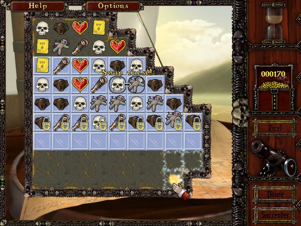 Caribbean Pirate Quest (Windows) screenshot: I used a bomb in the Arcade Survival level.