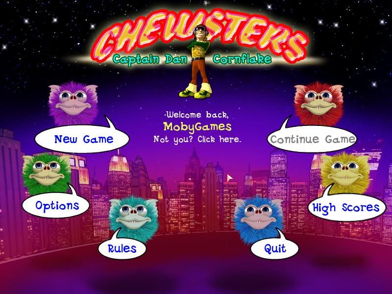 Chewsters (Windows) screenshot: Title screen and main menu