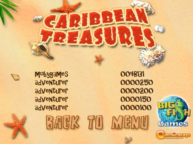 Caribbean Treasures (Windows) screenshot: The high scores