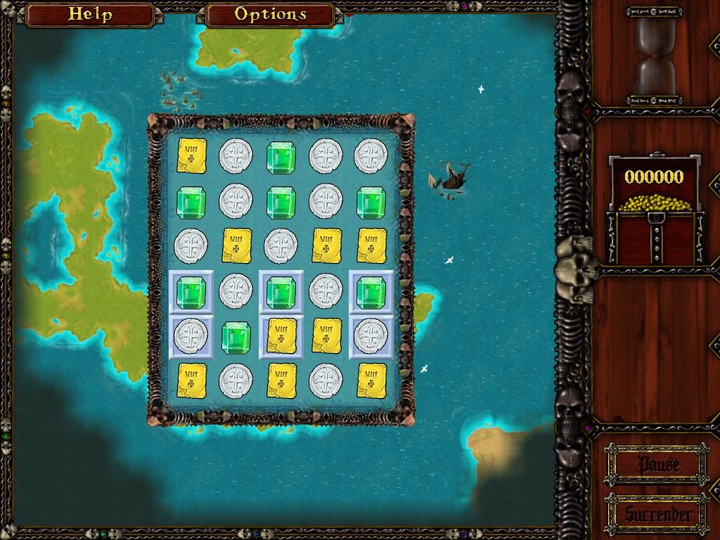 Caribbean Pirate Quest (Windows) screenshot: Or first treasure puzzle. I need to clear the blue tiles.