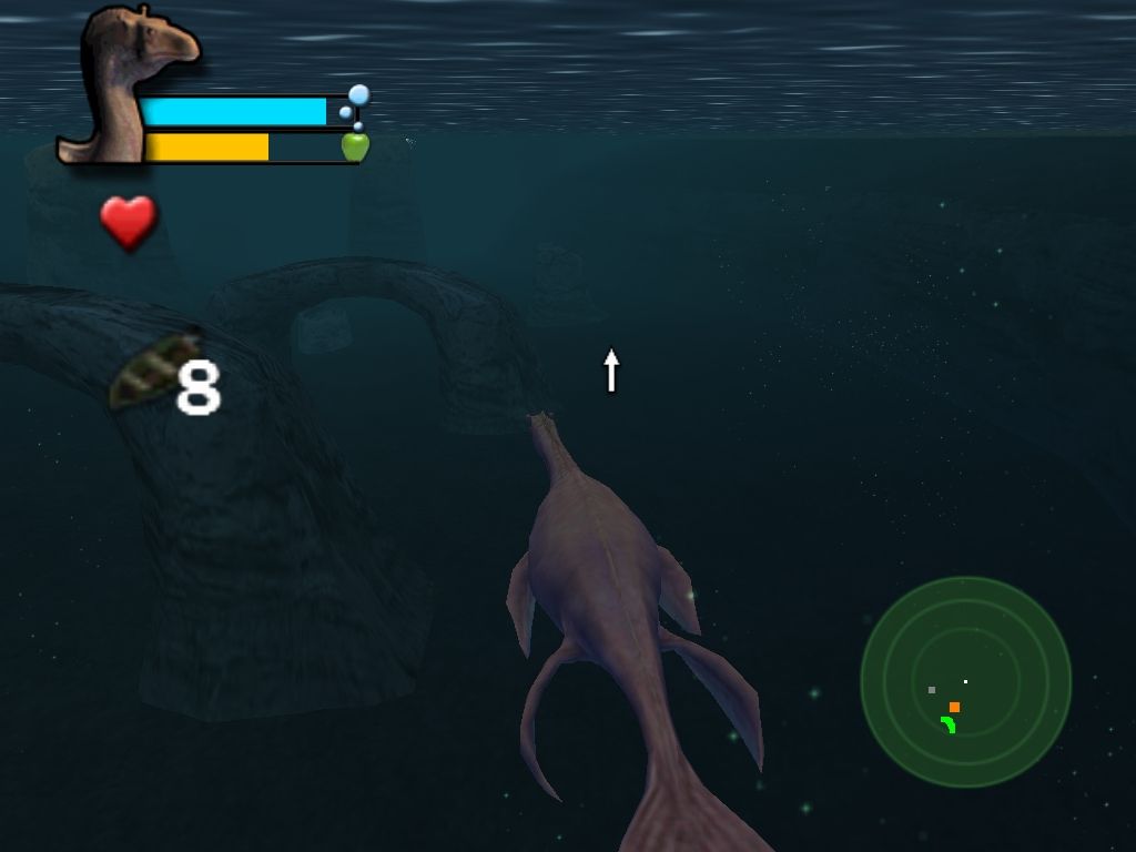 The Water Horse: Legend of the Deep (Windows) screenshot: Dives down into the see to avoid the boat photographer.