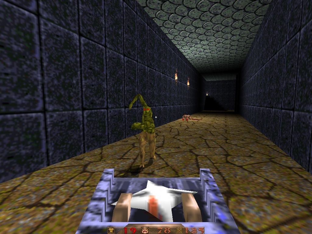 Q!Zone (DOS) screenshot: Without his 'Flyer Launcher', Snapper counts as a 'new monster': Nuker.