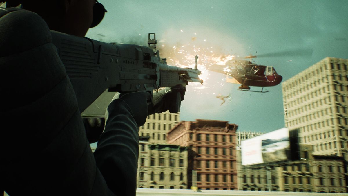 The Matrix Awakens (PlayStation 5) screenshot: Taking down the helicopter