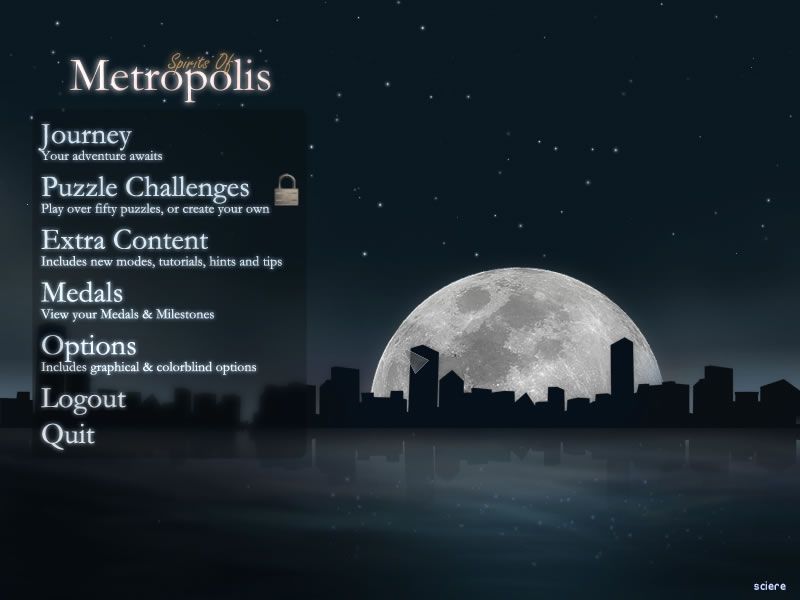 Spirits of Metropolis (Windows) screenshot: Main Menu