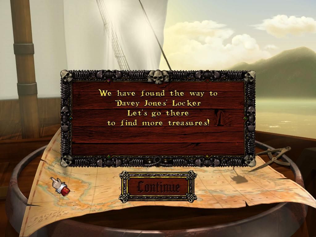 Caribbean Pirate Quest (Windows) screenshot: Funny, I thought Davey Jones' Locker was where a pirate tried NOT to go.